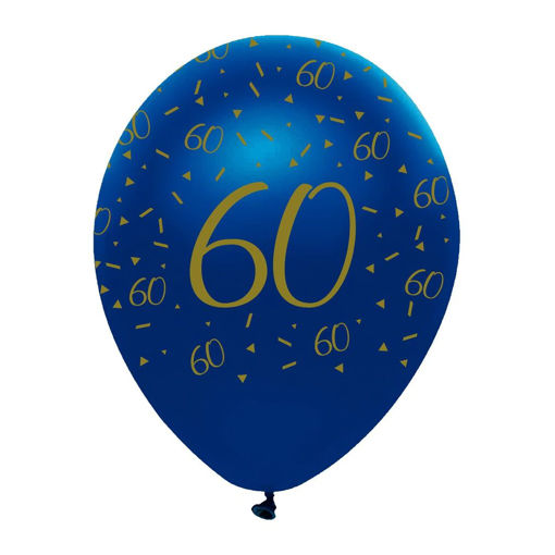 Picture of NAVY & GOLD GEODE 60TH BIRTHDAY LATEX BALLOON 12INCH 6 PACK